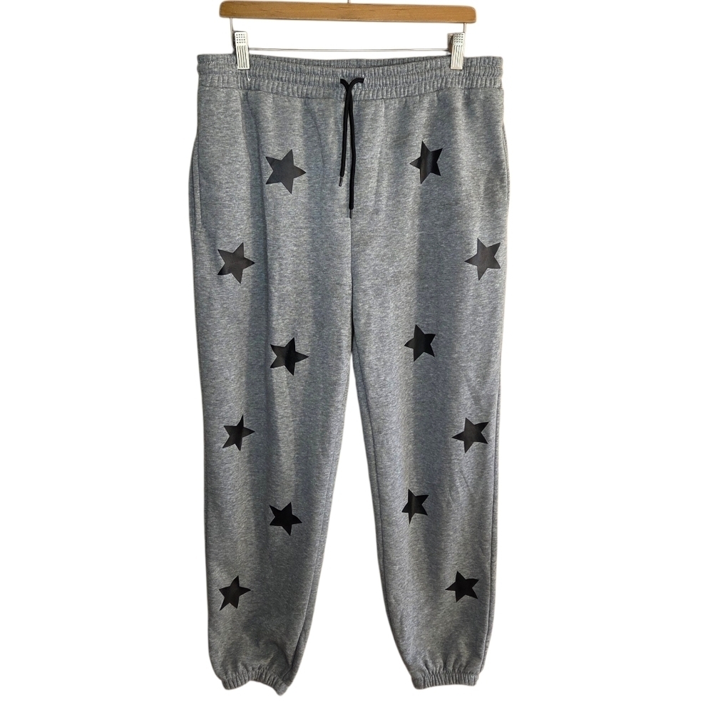 Roma Concept by Rosee Gray Jogger Sweatpants with Black Stars Junior Size XL